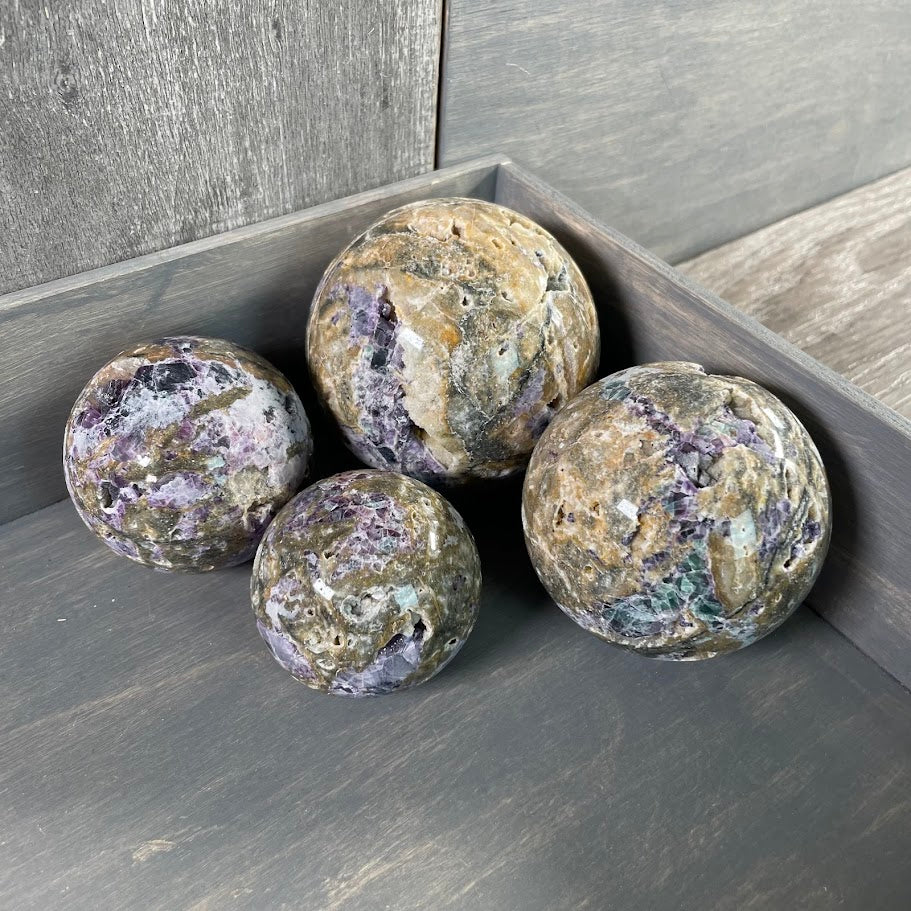Fluorite vug spheres, natural crystals