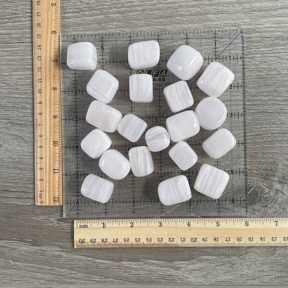Mangano Calcite Tumbled Stones Bulk – 1 LB Wholesale Pink Crystals for Retail Shops
