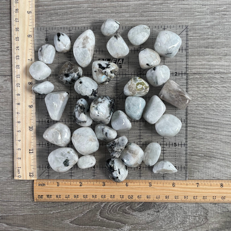 Rainbow Moonstone Tumbled Stones – 1 lb Bulk Lot for Crystal Shops
