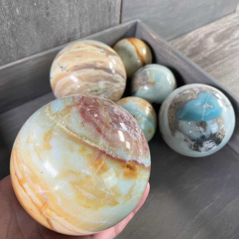Amazonite spheres for crystal shops
