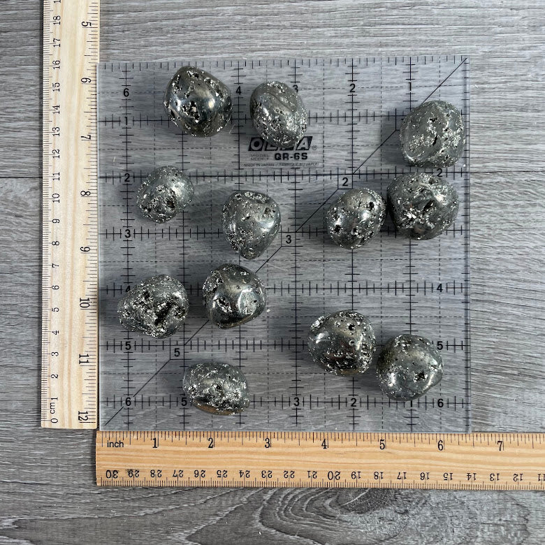 Pyrite Druzy Tumbled Stones - 1 lb Bulk Lot