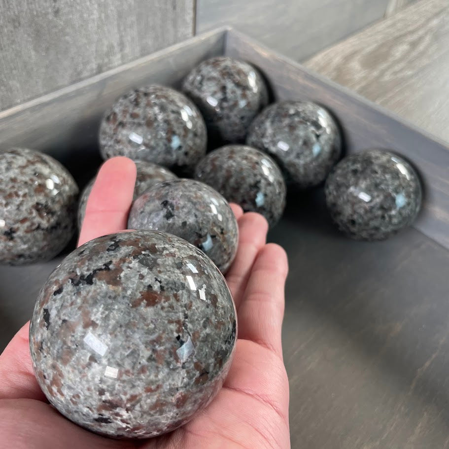 Flame stone spheres, glow in the dark for metaphysical shops.