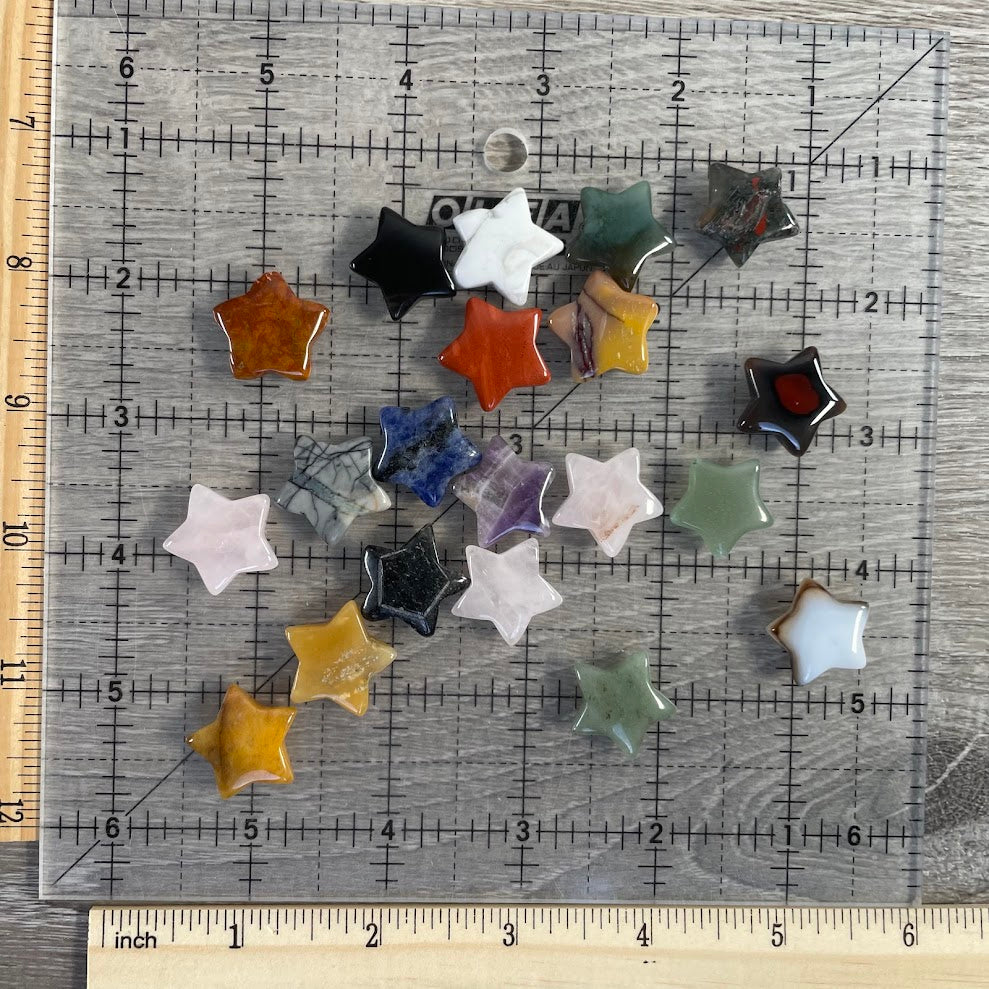 Small Assorted Gemstone Star Carvings | Bulk Crystal Stars | Polished Healing Stones