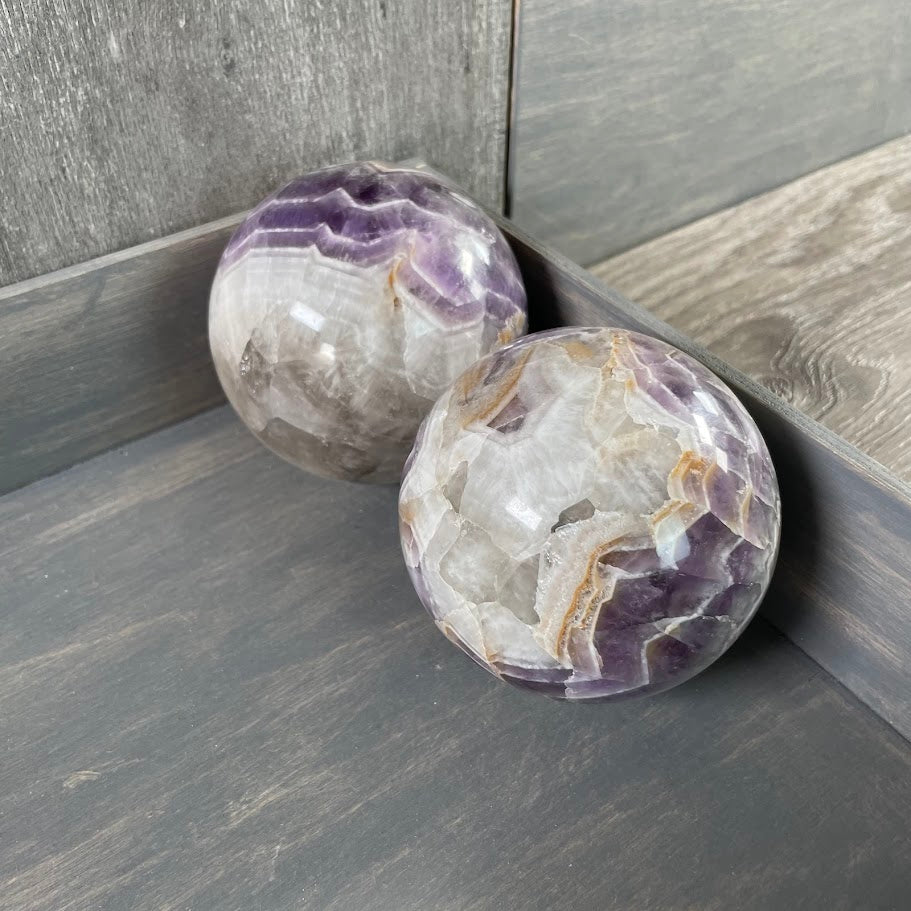 Banded Amethsty spheres for resale