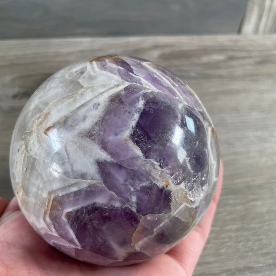Amethsyt sphere for resale with white bands