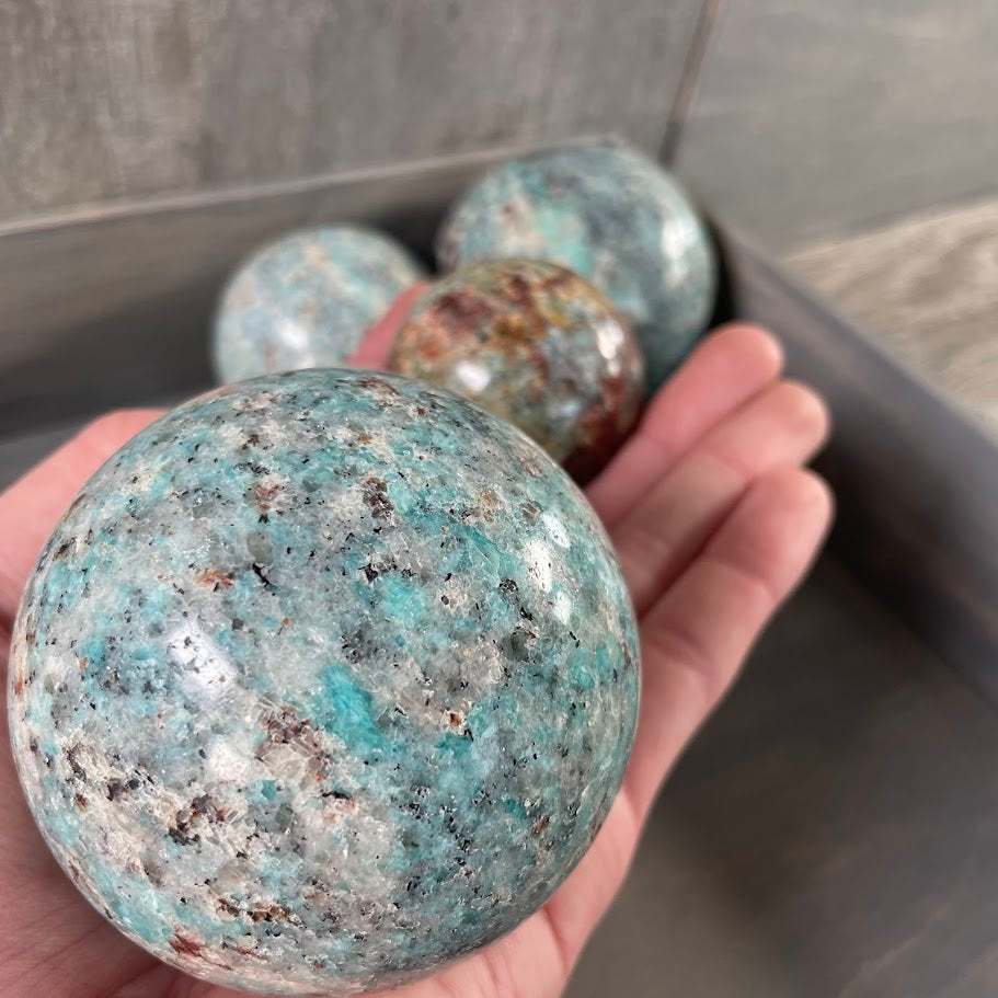 Natural Crystal spheres for resale.