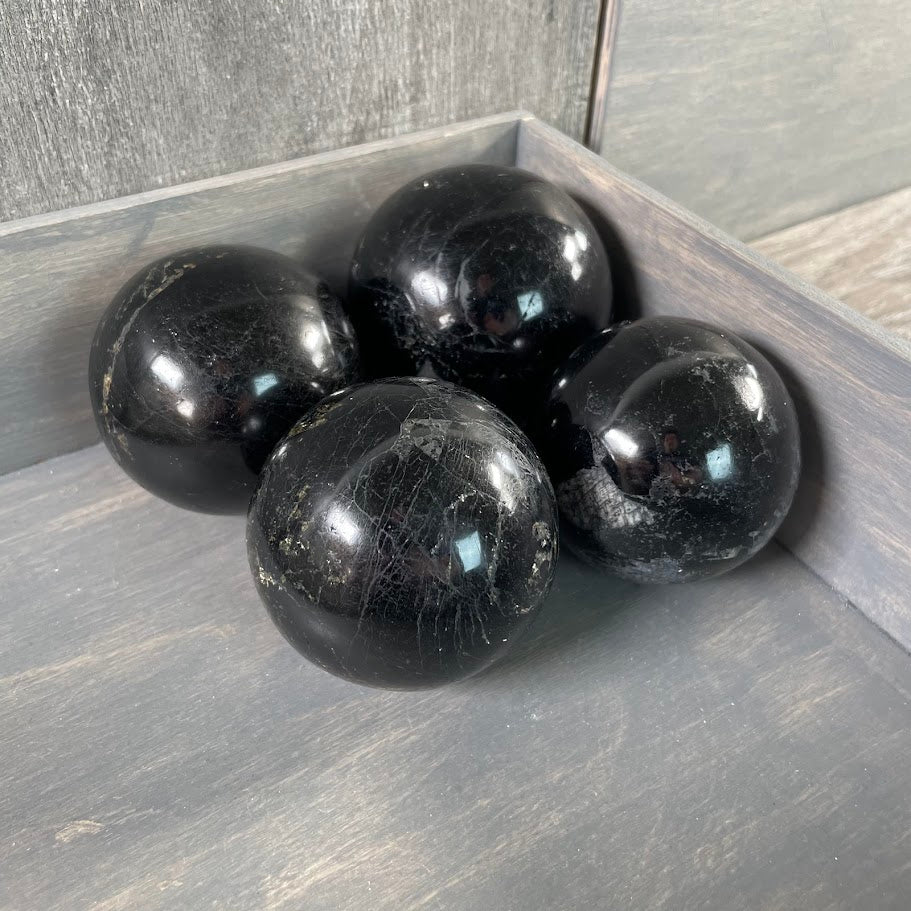 Black gemstone spheres by the lot for bulk purchase