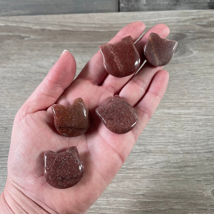 Gemstone Cat Face Figurines 1-Inch – Crystal Animal Carvings