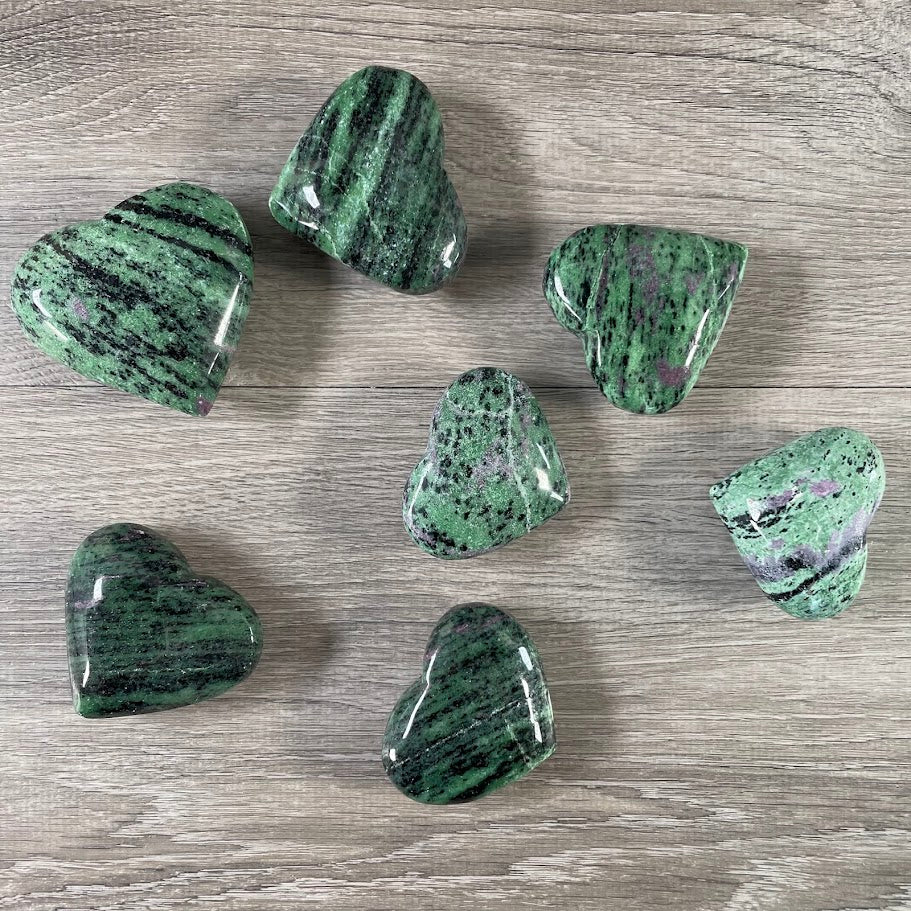 ruby in zoisite gemstone heart carvings for crystal shops