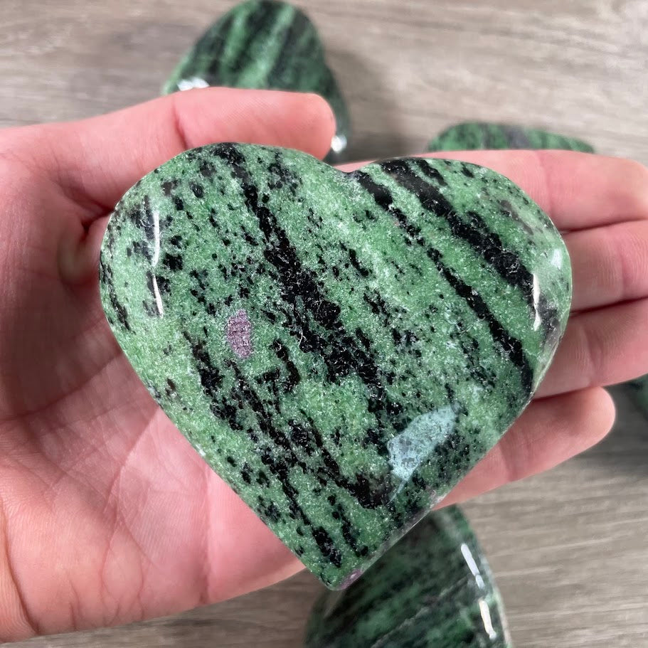 ruby in zoisite carved wholese hearts