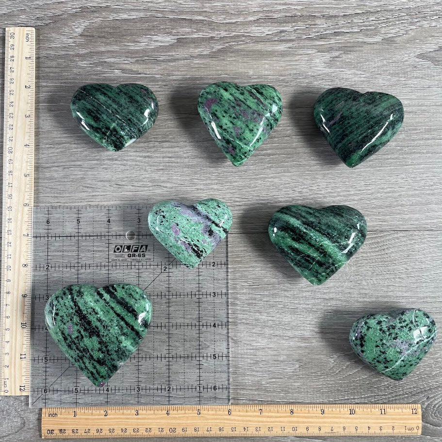 Ruby in zoisite gemstone heart carvings wholesale bulk lot