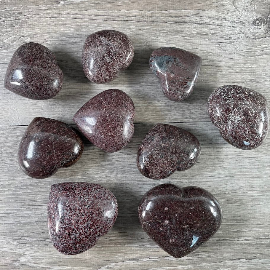 garnet bulk crystal hearts