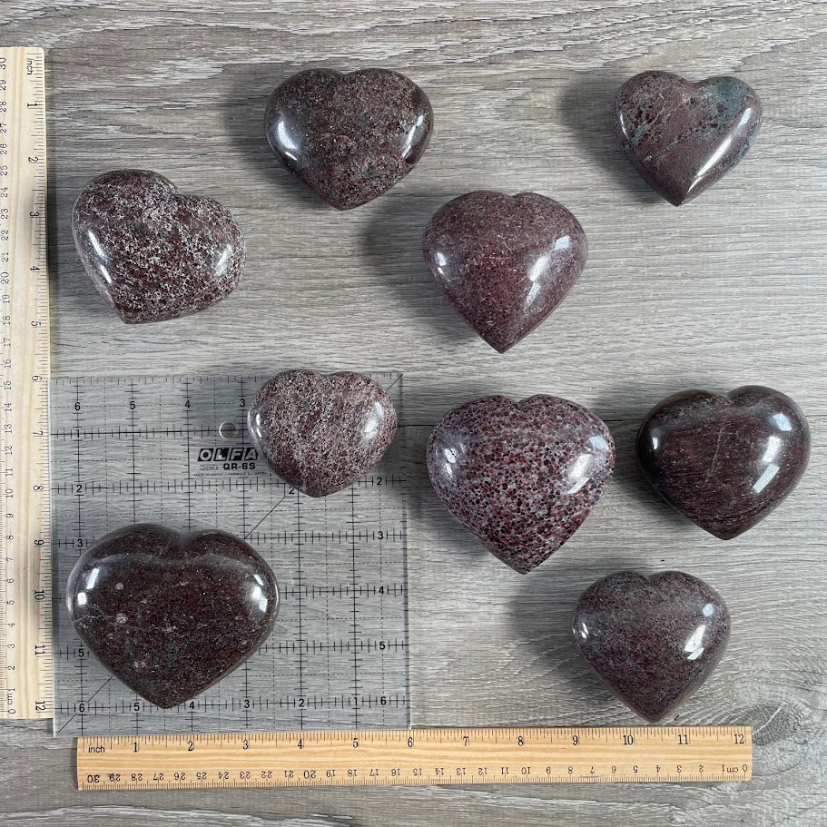 Garnet large gemstone heart carvings wholesale bulk lot