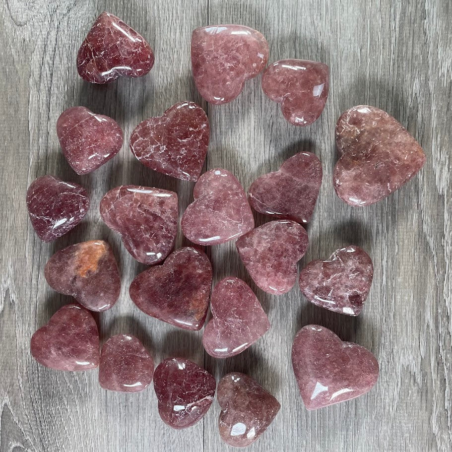 strawberry quartz metaphysical store gemstone heart carving
