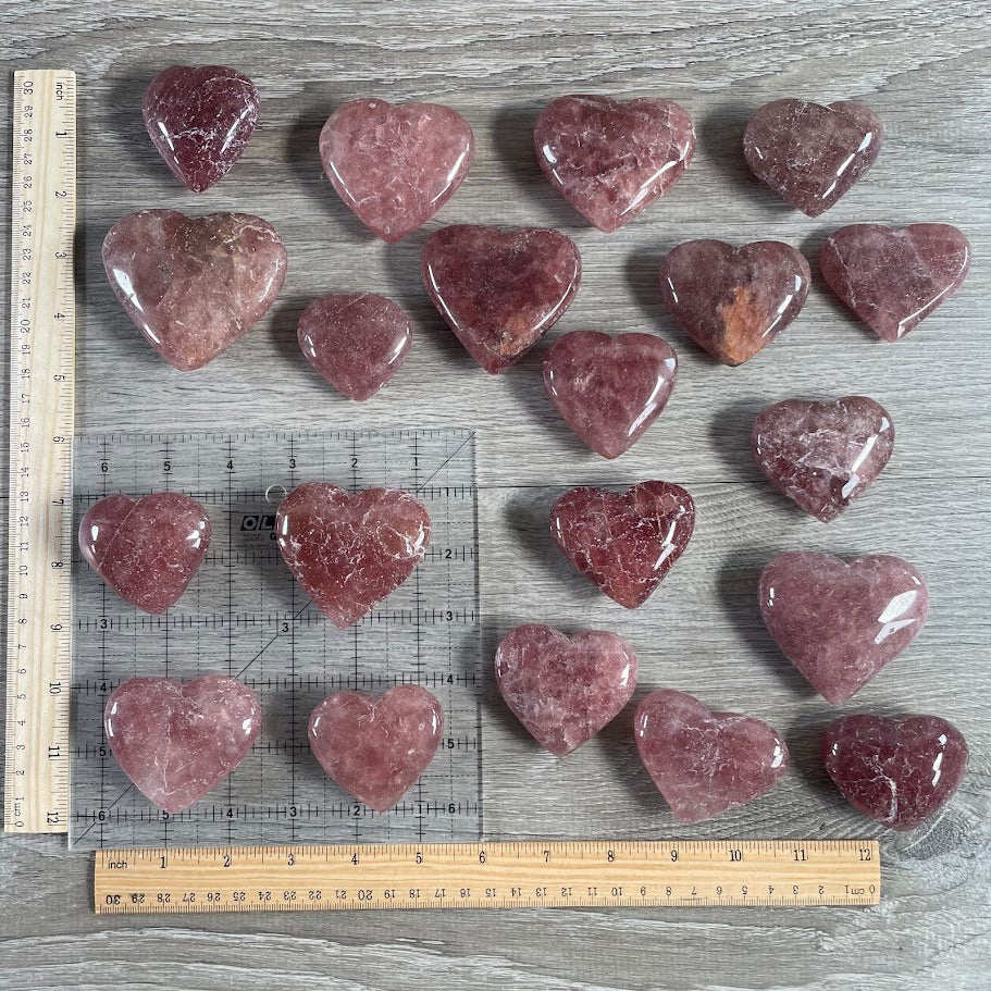 strawberry quartz bulk gemstone hearts for rock shops