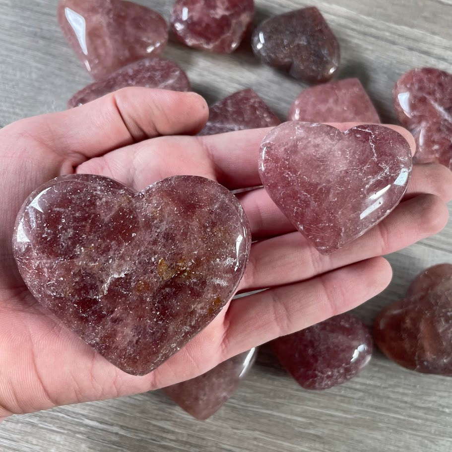 strawberry quartz bulk crystal hearts