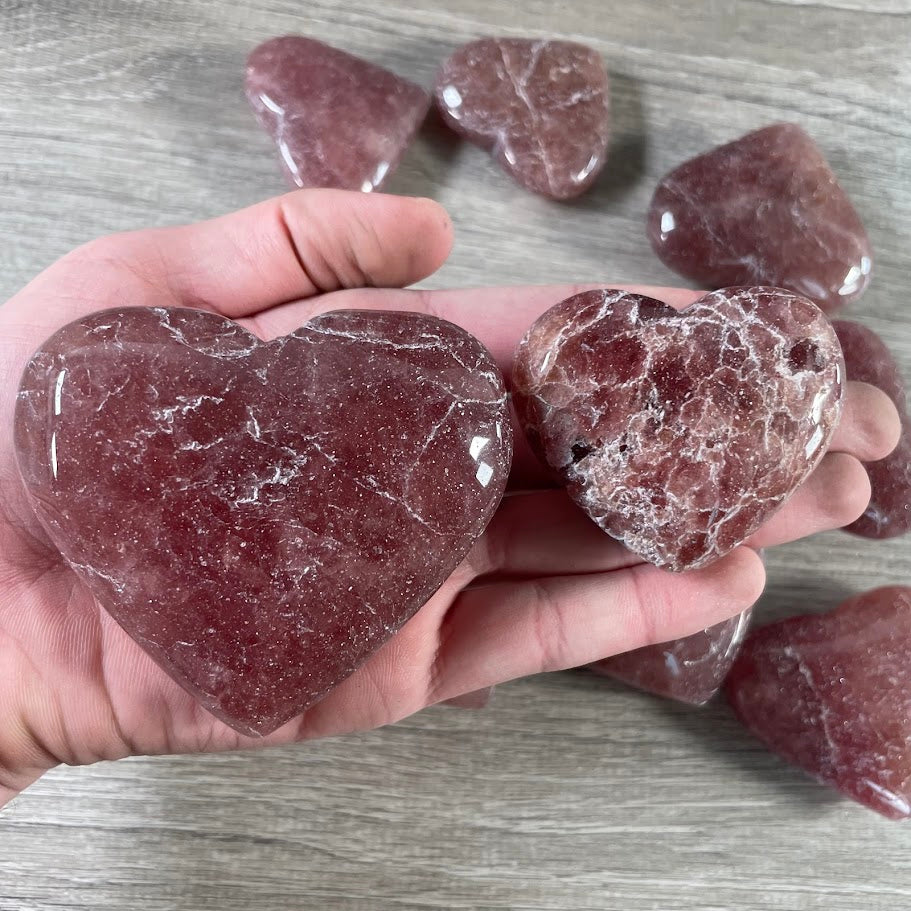 strawberry quartz hearts for rock shops