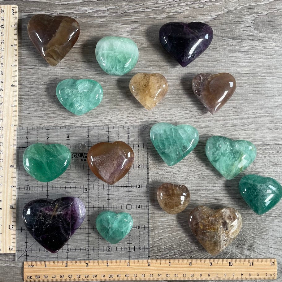 fluorite heart-shaped crystals in bulk