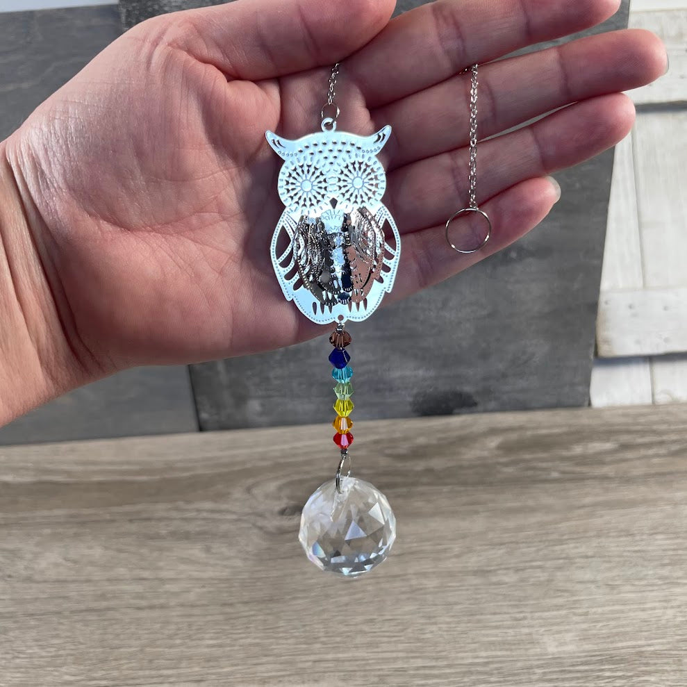 Faceted Crystal Suncatchers with Rainbow Beads – Hanging Prism Window Decor