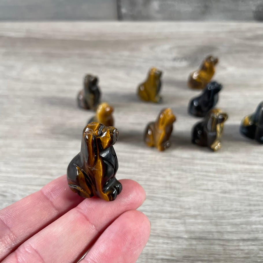 tiger eye dog small cute carved gemstone figurine wholesale