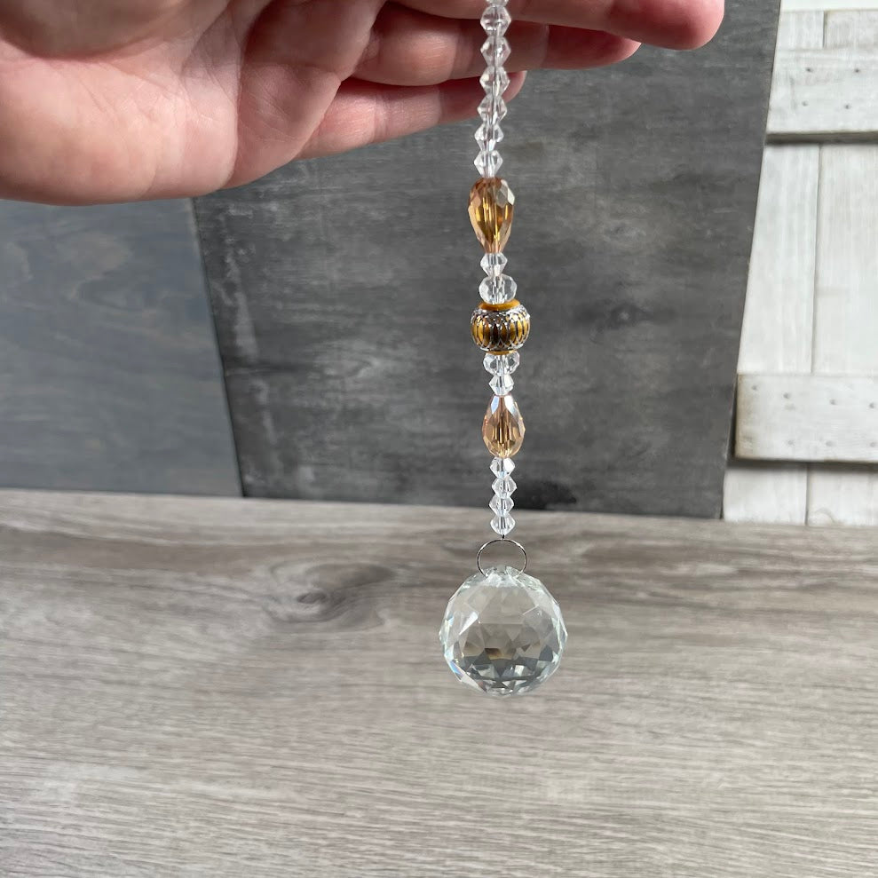 Faceted Crystal Suncatchers with Rainbow Beads – Hanging Prism Window Decor
