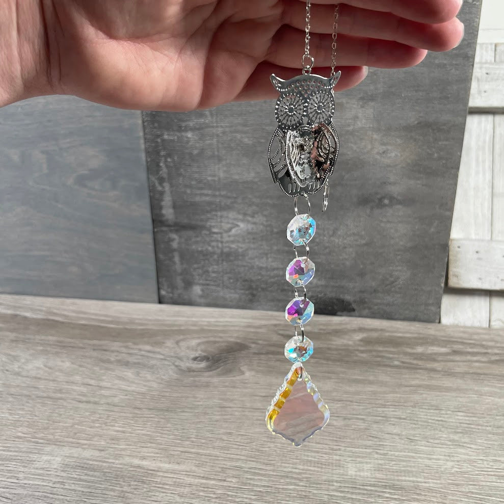 Faceted Crystal Suncatchers with Rainbow Beads – Hanging Prism Window Decor