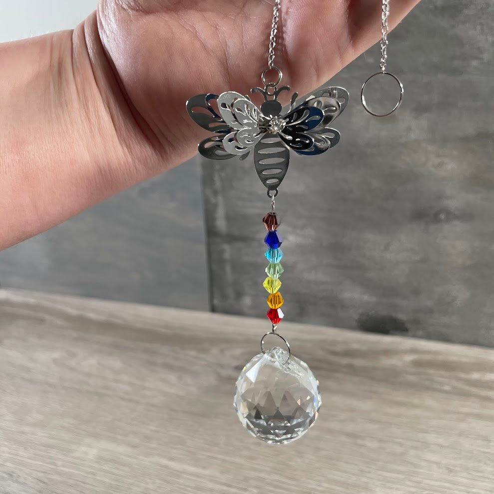 Faceted Crystal Suncatchers with Rainbow Beads – Hanging Prism Window Decor