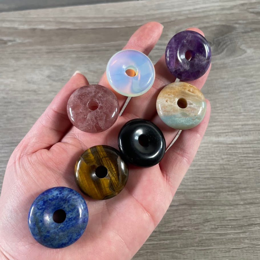 Donut Pi Stone 30mm Gemstone Pendant – Strung or Plain