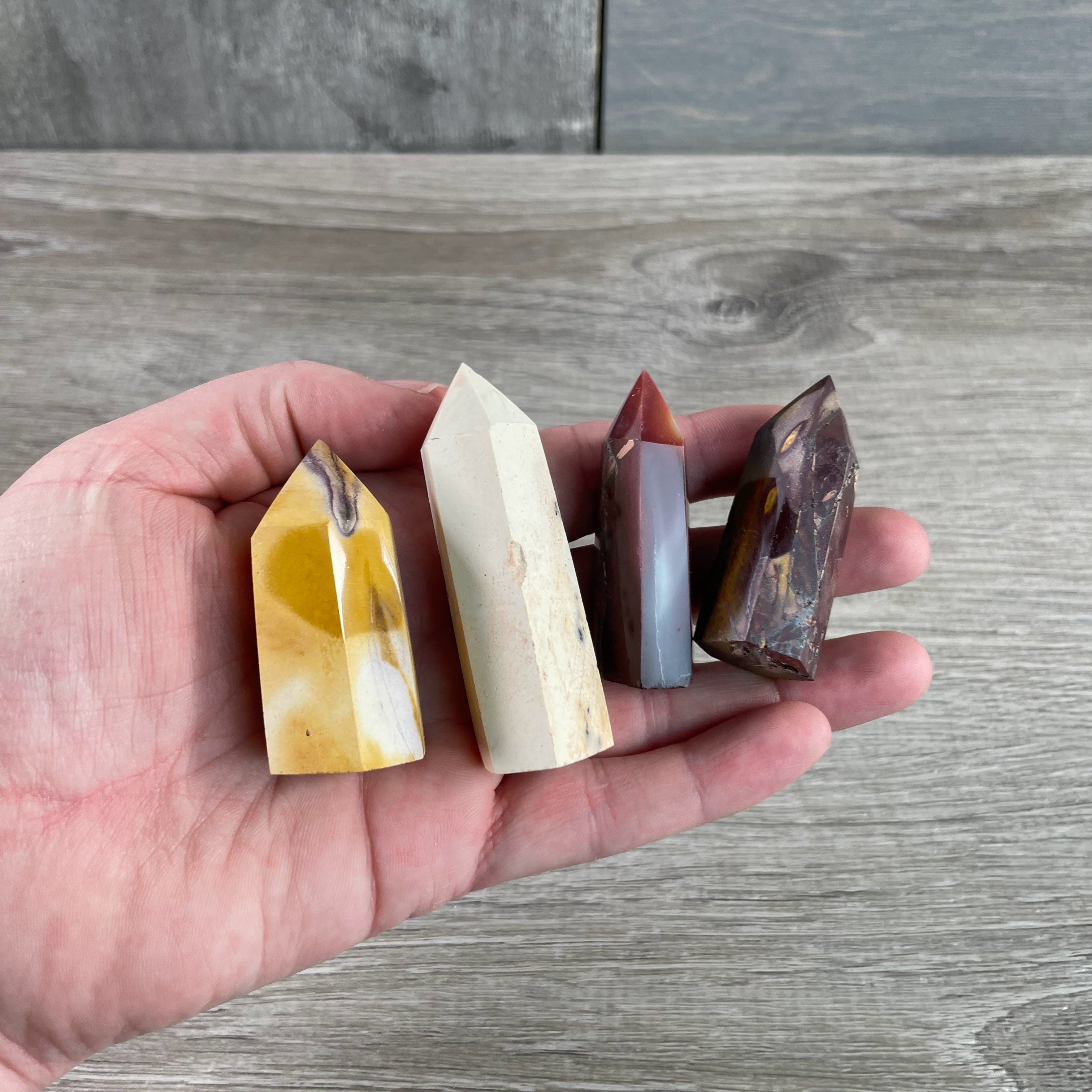 Mookaite Jasper Small polished crystal point obelisk for retailers