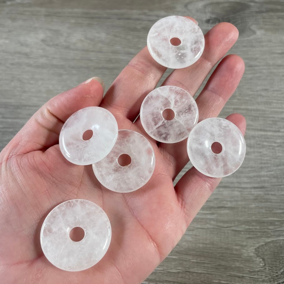 clear quartz wholesale donut pi stone jewelry components