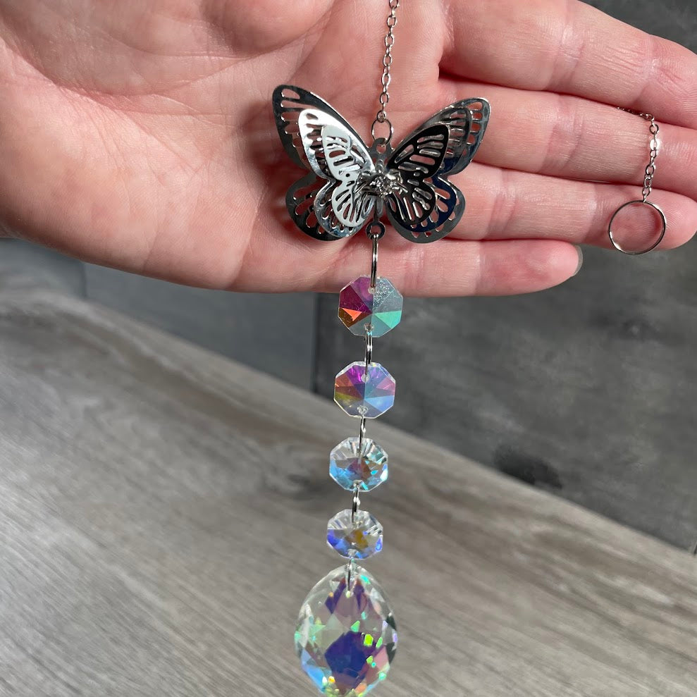 Faceted Crystal Suncatchers with Rainbow Beads – Hanging Prism Window Decor