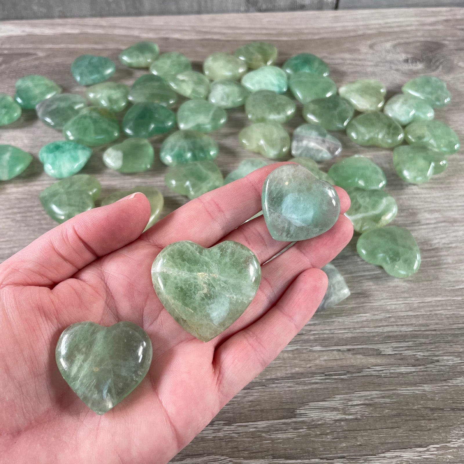 fluorite hearts for wedding favors - bulk