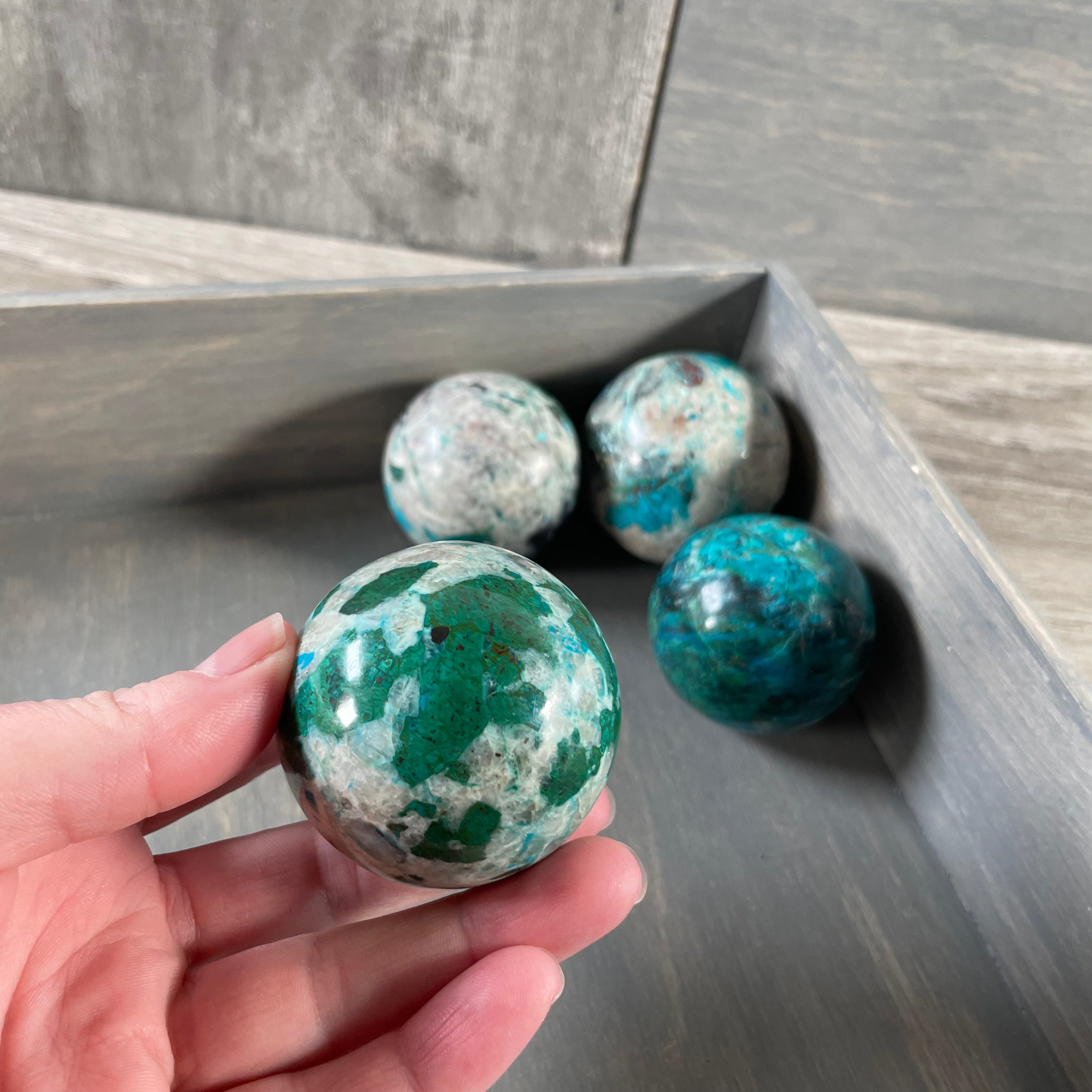 Wholesale metaphysical Chrysocolla sphere crystals