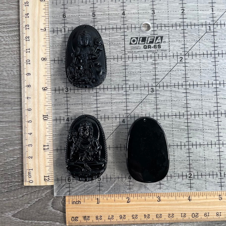 Carved obsidian beads for jewelry making