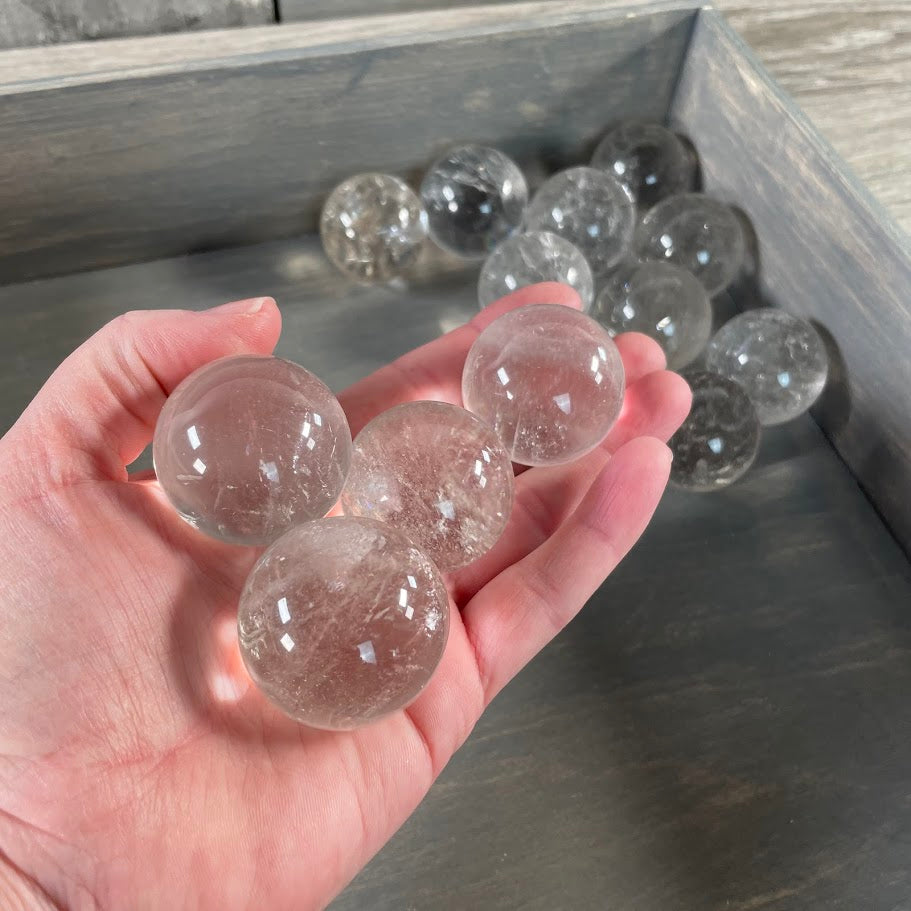 Small Clear Quartz Sphere Bulk Wholesale for Metaphysical Shops.