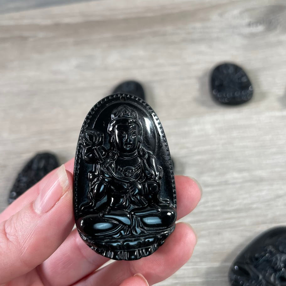 kyan yin obsidian carved bead