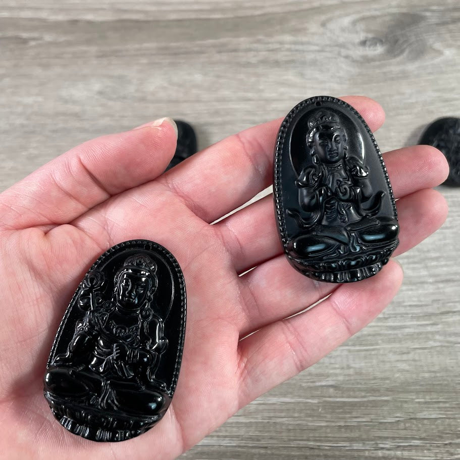 Assorted spiritual deity beads black obsidian