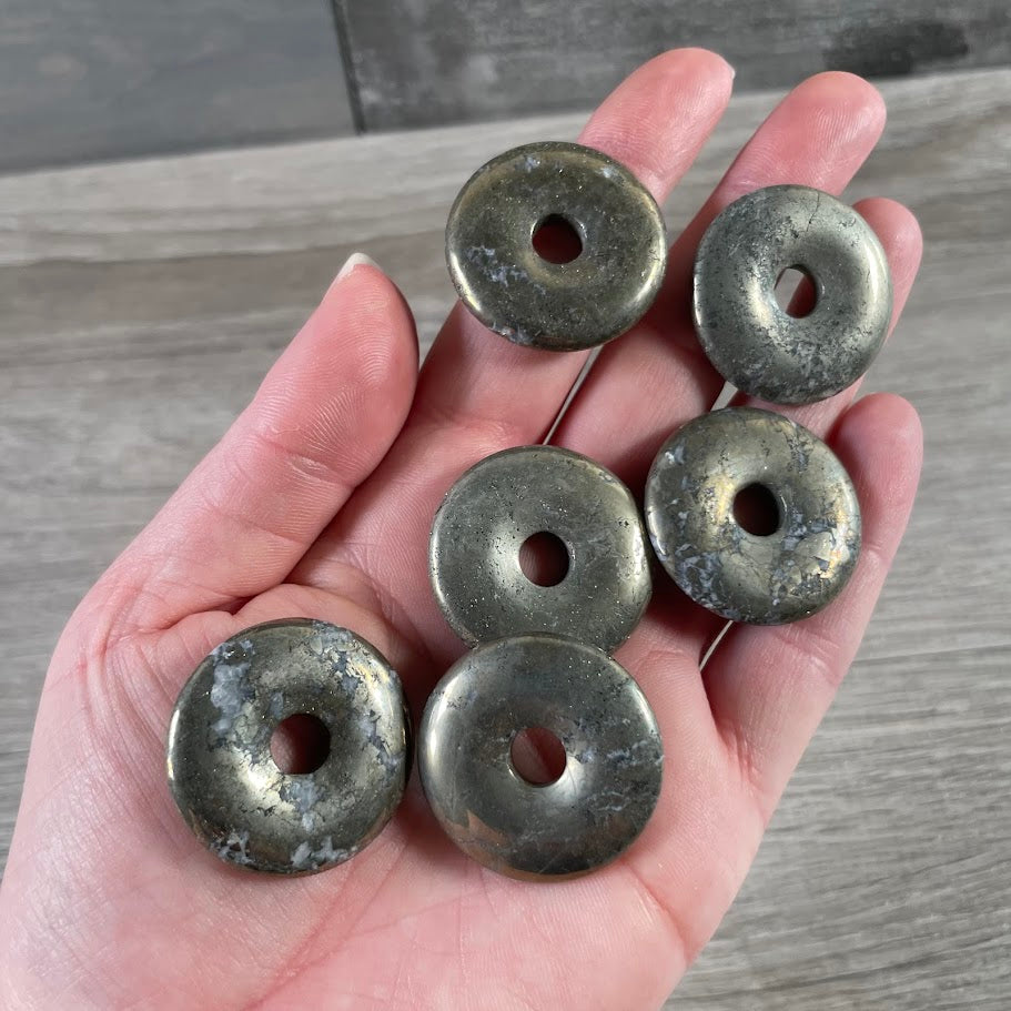 pyrite pi stone donut crystal pendant bulk
