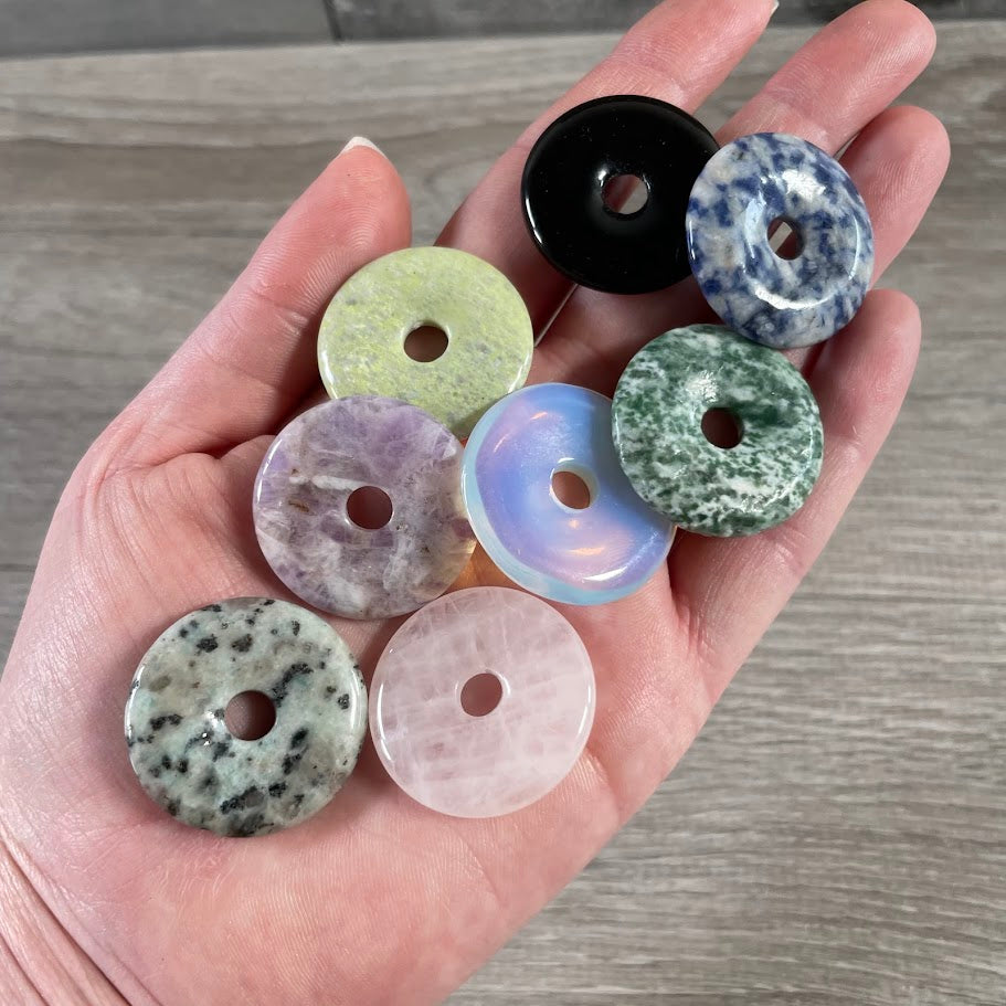 assorted gemstone pi stone donut necklace