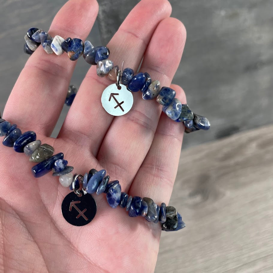 Zodiac chip bracelets with stainless steel charms wholesale