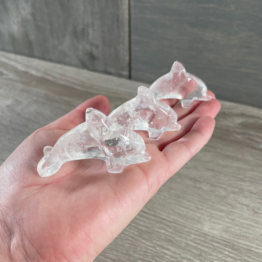 Clear Quartz Dolphin-shaped crystal figurine for home decor