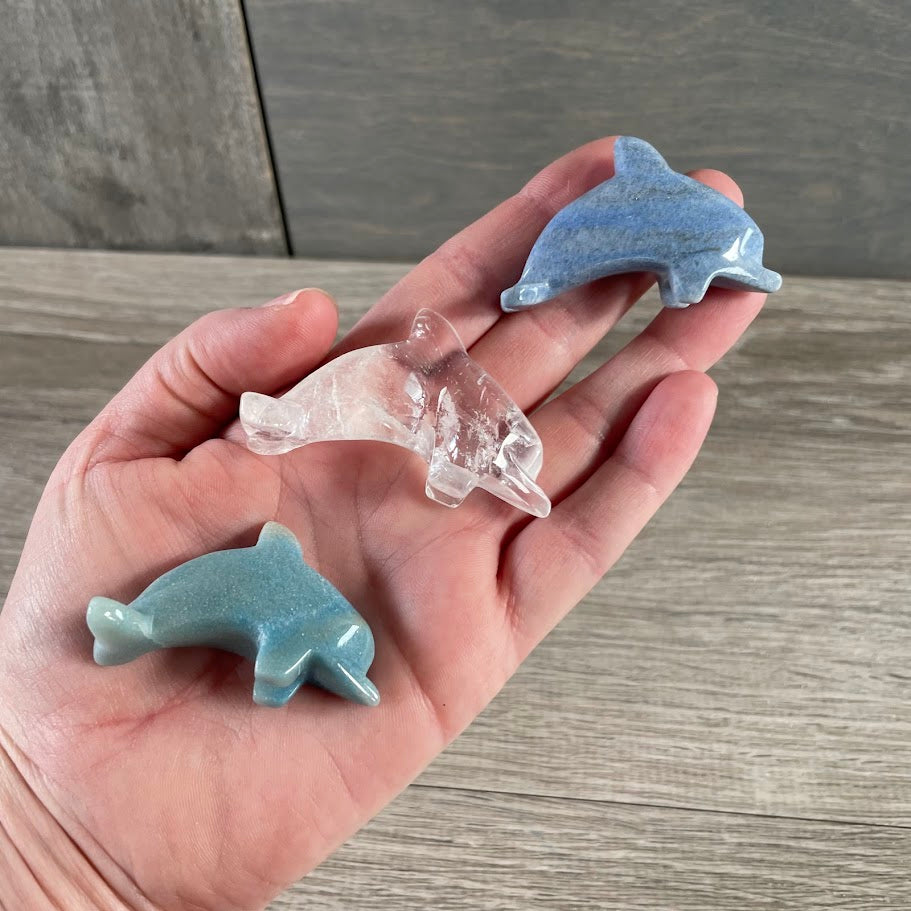 Hand-carved Brazilian gemstone dolphin figurine wholesale