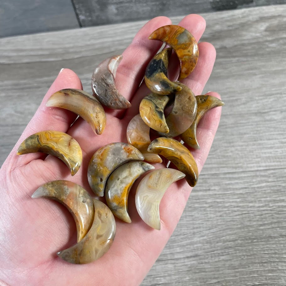 Assorted Gemstone Moons – 1 Inch Crescent Moon Carvings