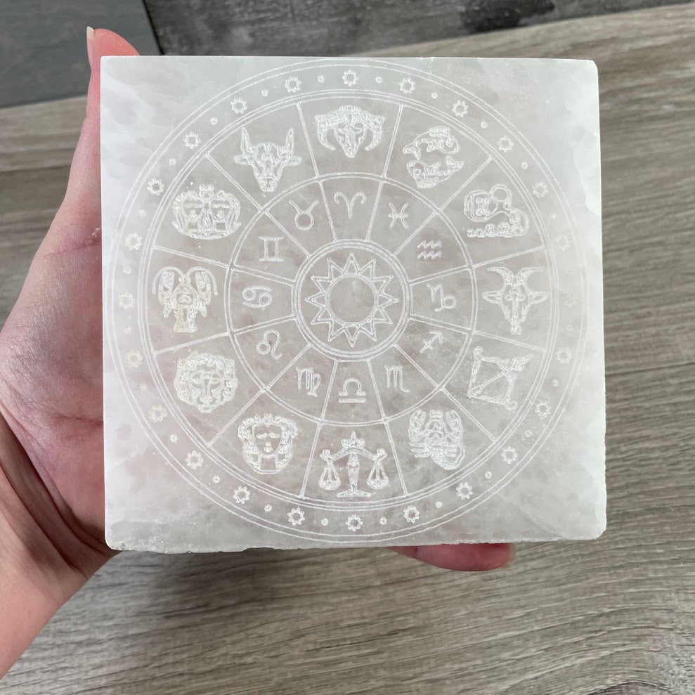 wholesale zodiac selenite plate bulk crystals