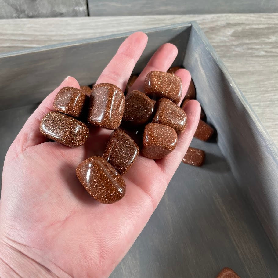 1 - pound lot of goldstone tumbled stones wholesale