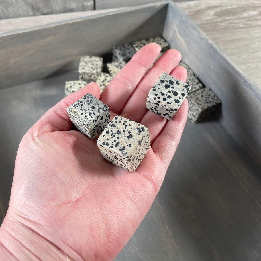 Bulk Dalmatian Jasper cubic tumbled stones for resale
