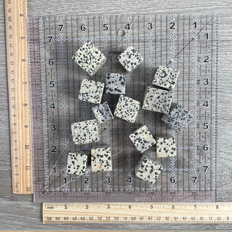 Dalmatian Jasper Tumbled Cubes - 1LB Wholesale Lot