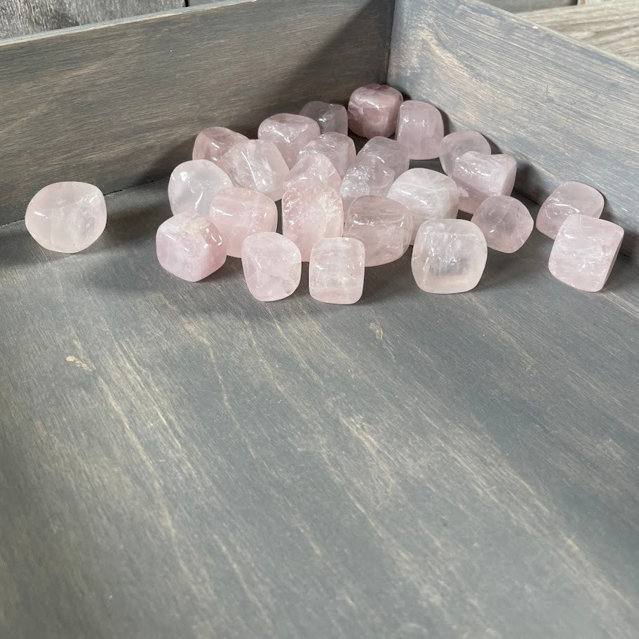 Natural Rose Quartz Tumbled Stones in Cube Shape - Wholesale Crystals