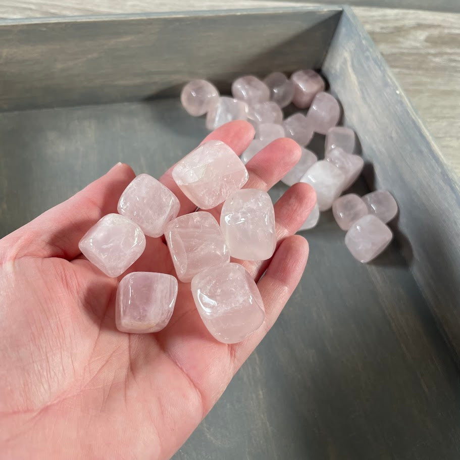 Bulk Rose Quartz Cubic Tumbled Stones for Metaphysical Shops