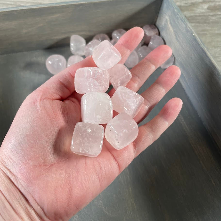 Wholesale Rose Quartz Cubic Tumbled Stones - 1LB Lot for Bulk Buyers